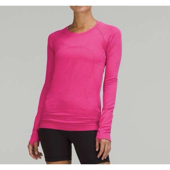Lululemon Shirt Womens Medium Sonic Pink Swiftly Tech Long Sleeve 2.0 Size 8 - Picture 2 of 10